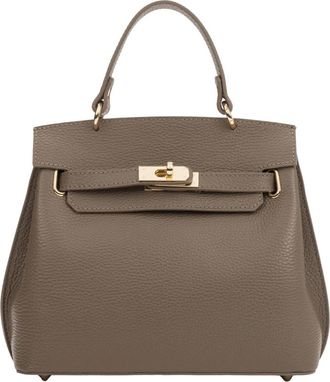 Estro & Luminara Textured Genuine Leather Satchel Bag - Dames - Handtassen - Bruin - ONE Size - Leer - Tassen