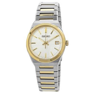 Seiko Classic Quartz White Dial Two-Tone Mens Watch SUR558P1