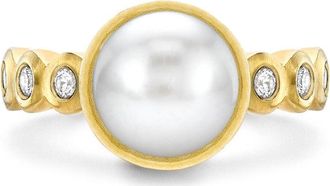 Dower & Hall 14k Gold Solitaire Pearl Dewdrop Ring