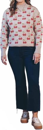 Pinch Design Cherry On Top Sweater In Oatmeal
