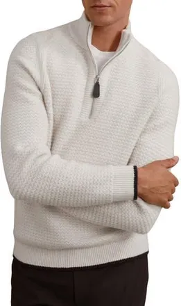 Reiss Stockdale Chevron Quarter-Zip Sweater in Winter White at Nordstrom Rack, Size Xx-Large