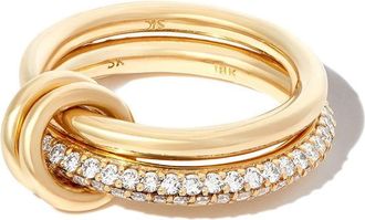 Spinelli Kilcollin 18kt yellow gold petite Virgo 2 link diamond ring - women - Diamond/18kt Yellow Gold - 7 1/2
