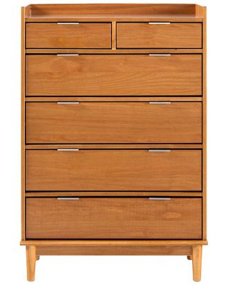Walker Edison Mid-Century Modern Solid Wood 6-Drawer Gallery Chest