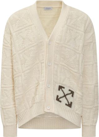 Off-white Wollen Cardigan - Heren - Vesten - Beige - L - Wol - Truien & Vesten