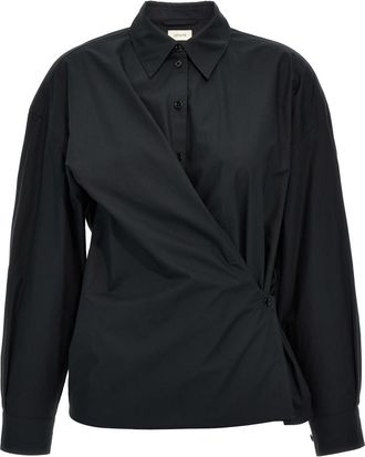 Christophe Lemaire Black Straight-collar Twisted Shirt