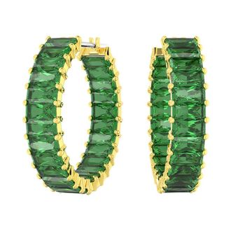 Swarovski Gouden Matrix Oorbellen met Zirkonia - Dames - Accessoires - Groen - Maat: ONE Size