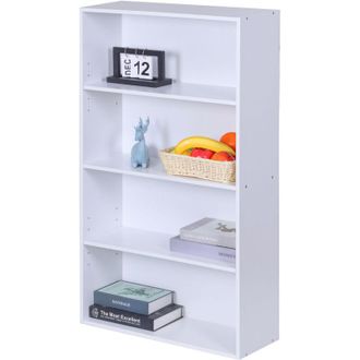 Relaxdays Libreria Relaxdays, HxLxP: 108 x 60 x 24 cm, 4 scomparti, ripiani regolabili, scaffale soggiorno, bianco