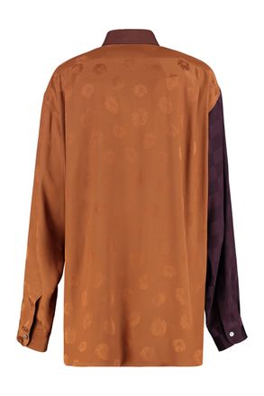 Moschino Womens Silk-Blend Shirt Brown Viscose