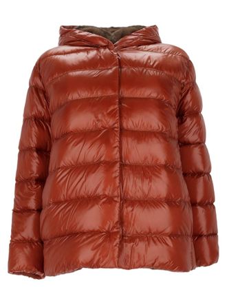 Herno Quilted Puffer Jacket with Hooded Design and Glossy Finish