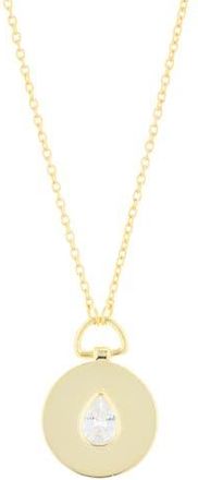Argento Vivo Cubic Zirconia Disc Pendant Necklace in Gold at Nordstrom Rack