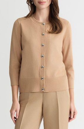 Kasper Rib Trim Cardigan in Toasted Wheat at Nordstrom, Size X-Small