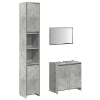 Berkfield Home 3 Piece Bathroom Furniture Set Concrete Grey Engineered Wood