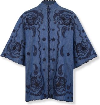Zimmermann Overhemden, Dames, Blauw, S, Denim, Aster Geborduurde Denim Shirt