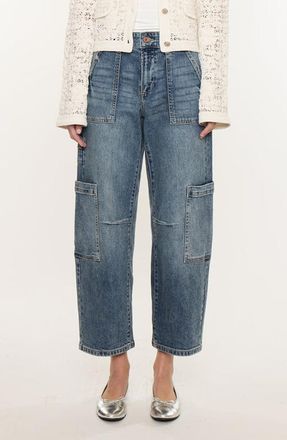 Kancan Charly Low Slung Barrel Jeans in Medium Wash at Nordstrom, Size 25