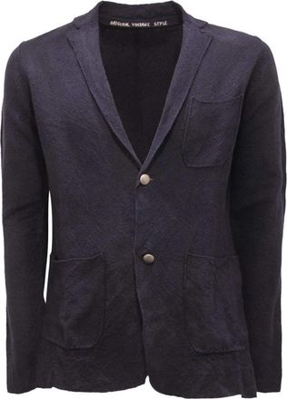 Original Vintage Linnen Blend Jas Avalon Blauw - Heren - Blazers - Blauw - S - Linnen - Jassen
