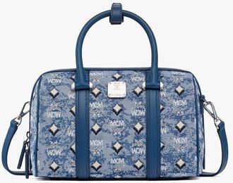MCM Small Boston Bag In Denim Visetos