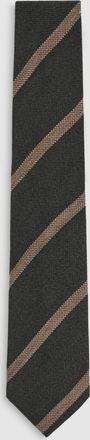 Reiss Forest Green Wool-silk Striped Tie