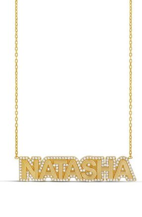 SHYMI Fluted Pave Outline Name Necklace in Gold at Nordstrom