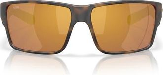 Costa 63mm Mirrored Polarized Oversize Square Sunglasses in Matte Tortoise/Gold 580G at Nordstrom