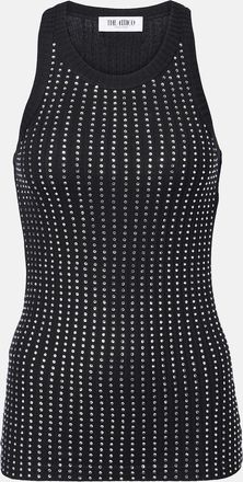 The Attico Crystal-embellished ribbed-knit tank top