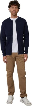 Threadbare Gebreid herenvest met ritssluiting aan de voorkant (Marine)