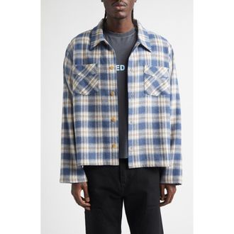 Stockholm Surfboard Club Club Plaid Overshirt in Blue Check at Nordstrom, Size X-Large