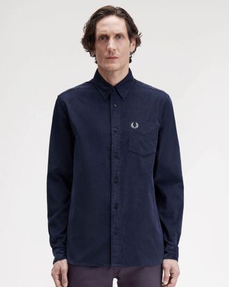 Fred Perry Mens Shirt in Dark Blue Cotton - Size Medium