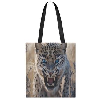 Generic Angry Leopard Womens Tote Casual Shopping Bag Lightweight Shoulder Bags Hobos Handbag for Work Travel Daily 35x40cm