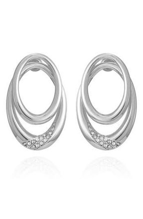 Vince Camuto Pav&eacute; Crystal Double Oval Drop Earrings in Silver Tone at Nordstrom Rack