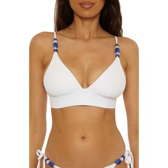 BECCA by Rebecca Virtue Modern Edge Halter Bikini Top in White at Nordstrom, Size Medium
