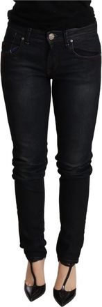 Acht Low Waist Skinny Denim Broek - Dames - Skinny Jeans - Zwart - W26 - Denim - Jeans