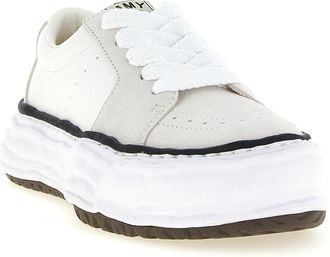 Miharayasuhiro Mens White Cowhide Platform Sneakers