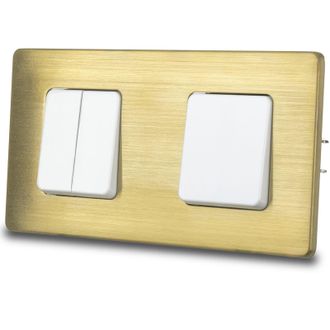 OEM Interruttore Della Luce Unipolare Triplo Bianco In Acciaio Spazzolato E Ottone Pvd