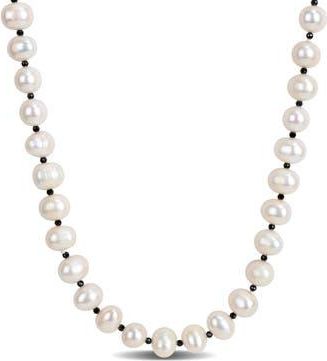 Delmar Cultured White Pearl & Black Spinel Long Necklace at Nordstrom Rack