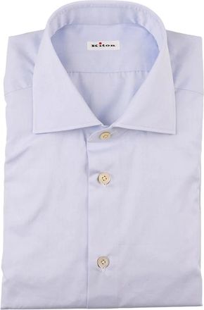 Kiton Camicia - Heren - Zakelijke Overhemden - Blauw - 2XL - Katoen - Overhemden