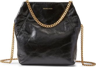 Veronica Beard Small Slouch Metallic Convertible Leather Shoulder Bag in Black at Nordstrom