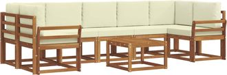 vidaXL Conjunto De Sof&aacute;s De Exterior 8 Uds. Natural Y Crema Vidaxl