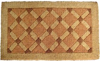 Imports Decor Cross Board Pattern Handcrafted Door Mat, Geometric Woven Entryway Rug, Durable Indoor Outdoor Floor Mat