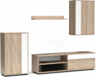 Home Heavenly Home Heavenly - Mueble salón modular BOSCO, Conjunto completo de estilo nórdico minimalista. Color: Roble Sonoma-Blanco