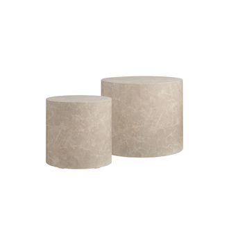 Moloo Set de 2 mesas de centro acabado m&aacute;rmol beige &oslash;38 cm/ &oslash;4 cm