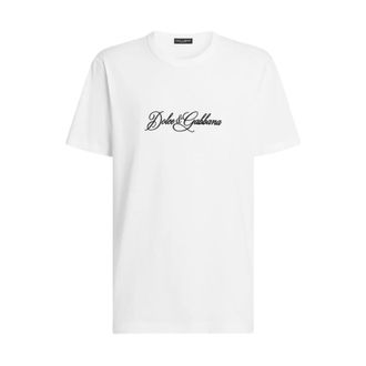 Dolce & Gabbana Logo Plate T-Shirt - male - Dolce & Gabbana - T-Shirts - White - 2XL - Tops