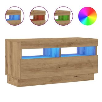 Berkfield Home TV Cabinet with LED Lights Artisian Oak 80x35x40 cm Engineered Wood | Size: 80 x 35 x 40 cm