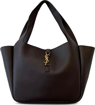 Saint Laurent Schoudertas met logoplakkaat - Bruin