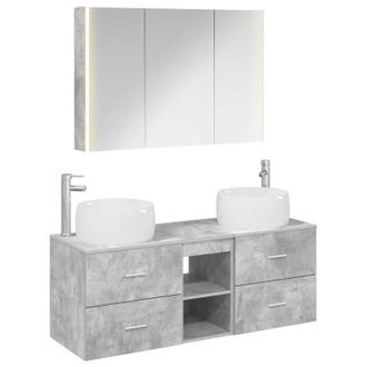 vidaXL Juego De Muebles De Ba&ntilde;o 4 Uds. Gris Hormig&oacute;n Vidaxl