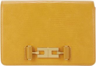 Elisabetta Franchi Schoudertas met krokodillenprint en elegant logo - Dames - Portefeuilles - Geel - ONE Size - Polyester - Accessoires