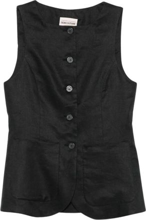 Semicouture Ronde Hals Mouwloze Knopen Vest - Dames - Gillet - Zwart - S - Kostuums