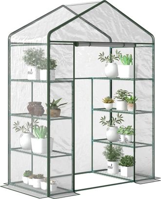 OEM Invernadero De Exterior Invernadero De Jard&iacute;n De 4 Niveles Con Estantes Marco De Acero Invernadero Para Cultivo De Plantas Flores Tomates 143x73x195 C
