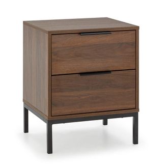 HOMN Mesita de noche 2 cajones color nogal