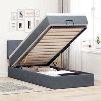vidaXL Estructura Cama Otomana Colch&oacute;n Terciopelo Gris Oscuro 90x190cm Vidaxl