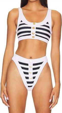 Beach Riot Isle Bikini Top In Black White Stripe